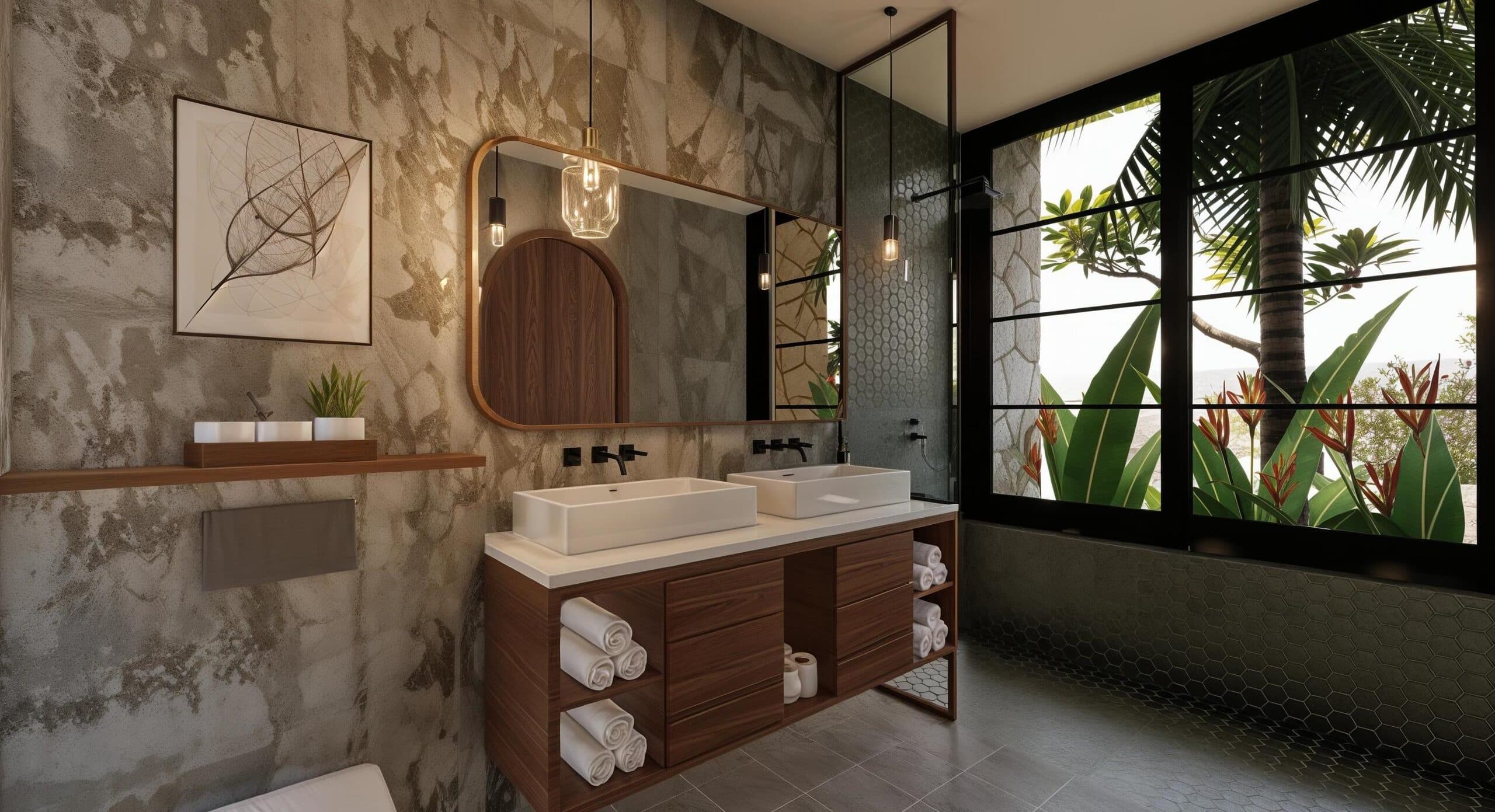 Stone bathing space in soft natural light